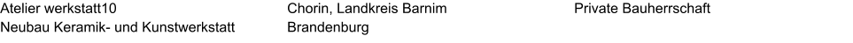 Atelier werkstatt10 Neubau Keramik- und Kunstwerkstatt Private Bauherrschaft Chorin, Landkreis Barnim Brandenburg