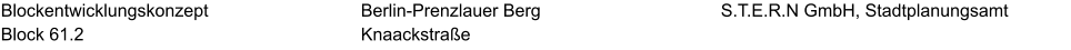 Blockentwicklungskonzept Block 61.2 S.T.E.R.N GmbH, Stadtplanungsamt Berlin-Prenzlauer Berg Knaackstraße